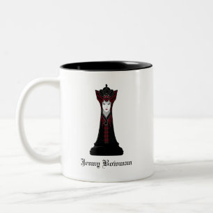 Black Chess Queen / Personalisierter Name Zweifarbige Tasse