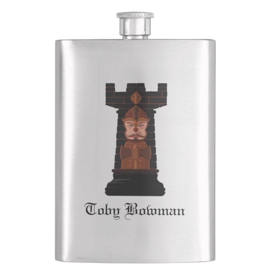Black Chess Rook Flachmann (Vorderseite)