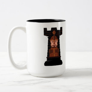 Black Chess Rook Zwei-Tone-Kaffee-Tasse Zweifarbige Tasse