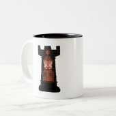 Black Chess Rook Zweifarbige Tasse (Vorderseite Links)