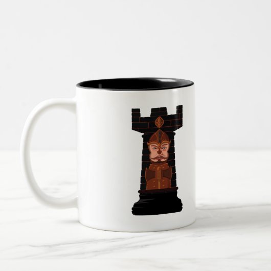 Black Chess Rook Zweifarbige Tasse (Links)