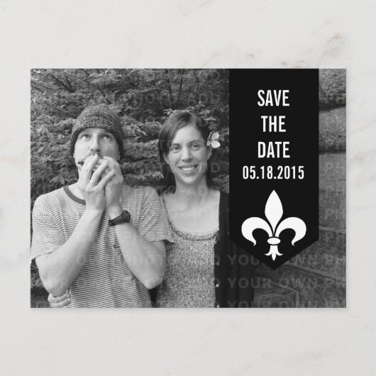 Black Chic Blüh Banner Save the Date Postkarte (Vorderseite)