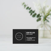 Black Chic Custom Logo modern minimalistisch Visitenkarte (Stehend Vorderseite)