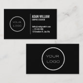 Black Chic Custom Logo modern minimalistisch Visitenkarte (Vorne/Hinten)