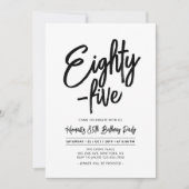 Black | Chic Eighty - five 85th Birthday Party Einladung (Vorderseite)