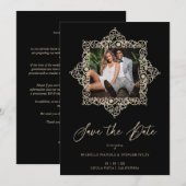 Black Chic Flourish Ornament Lace Effect Photo (Vorne/Hinten)