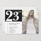 Black Chic Foto 23. Geburtstagseinladungen Einladung (Vorderseite)