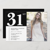 Black Chic Foto 31. Geburtstag Einladungen (Vorne/Hinten)