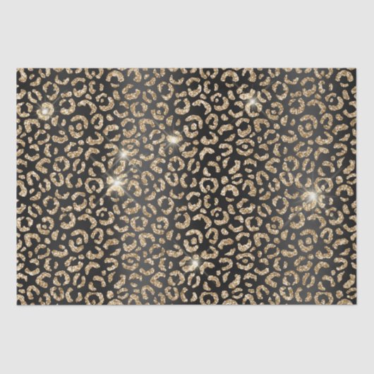 Black Chic Gold Glitzer Leopard Seidenpapier (Vorderseite)