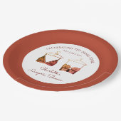 Black Chic Lace Watercolor Lingerie Brautparty Pappteller (Schrägansicht)