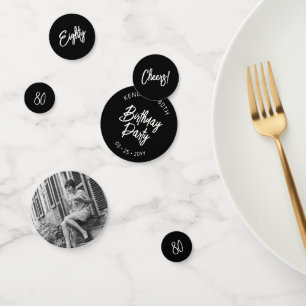 Black Chic Lettering 80. Geburtstagsparty Foto Konfetti