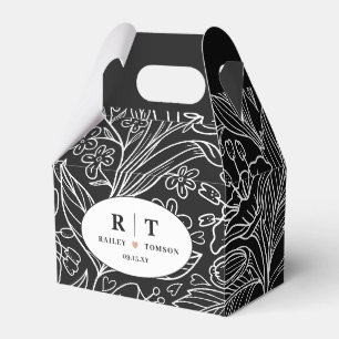Black Chic Modern Floral Danke Hochzeit Geschenkschachtel