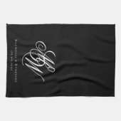 Black Chic Monogram Wedding Geschirrtuch (Horizontal)