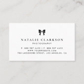 Black Chic Ribbon Bow Minimalist Visitenkarte (Rückseite)