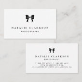 Black Chic Ribbon Bow Minimalistisch Visitenkarte (Vorne/Hinten)