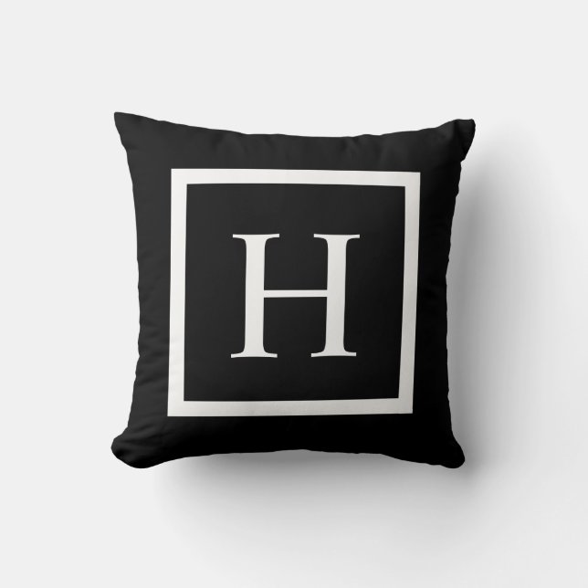 Black Chic Square | Monogramm-Drehkissen Kissen (Vorderseite)