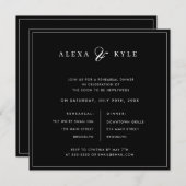 Black Chic Square Probe Dinner Einladung (Vorne/Hinten)