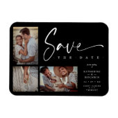 Black Chic Trendy Collage Wedding Covid19 3 Fotos Magnet (Horizontal)