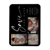 Black Chic Trendy Collage Wedding Covid19 3 Fotos Magnet (Vertikal)