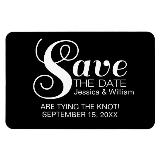 Black Chic Typografie Speichern Sie das Datumsmaga Magnet (Horizontal)