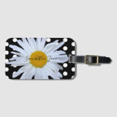 Black Chic White Polka Dos Fun Daisy Custom Gepäckanhänger (Vorderseite (Horizontal))