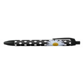 Black Chic White Polka Dos Fun Daisy Custom Kugelschreiber (Oberseite)