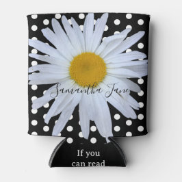 Black Chic White Polka Dots Daisy Custom Dosenkühler