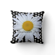 Black Chic White Polka Dots Daisy Custom