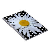 Black Chic White Polka Dots Daisy Custom Notizblock (Rechte Seite)