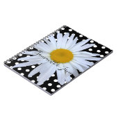 Black Chic White Polka Dots Daisy Custom Notizblock (Linke Seite)