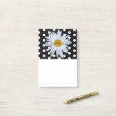 Black Chic White Polka Dots Daisy Custom Post-it Klebezettel (Auf Schreibtisch)