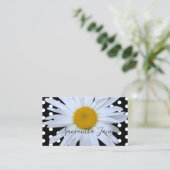 Black Chic White Polka Dots Daisy Custom Visitenkarte (Stehend Vorderseite)