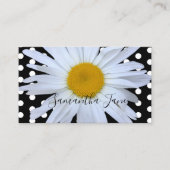 Black Chic White Polka Dots Daisy Custom Visitenkarte (Vorderseite)