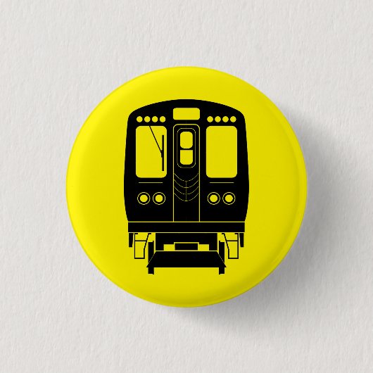Black Chicago "L" Profil auf gelbem Hintergrund Button (Vorderseite)
