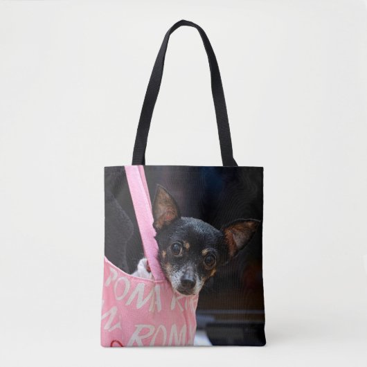 Black Chihuahua Shopping Tasche (Vorderseite)