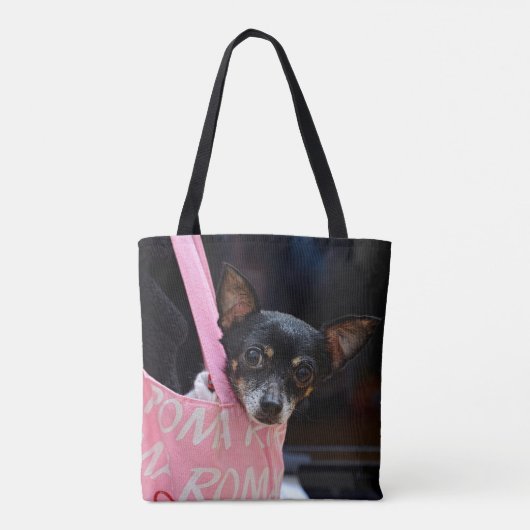 Black Chihuahua Shopping Tasche (Rückseite)
