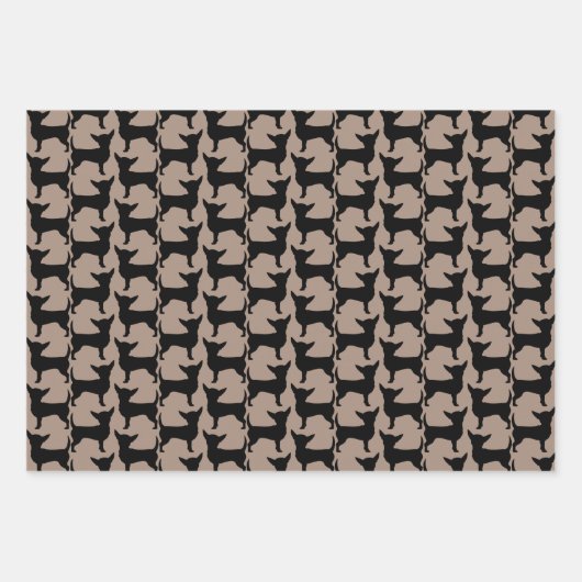 Black Chihuahua Silhouette Tiled Pattern Geschenkpapier Set (Vorderseite 2)