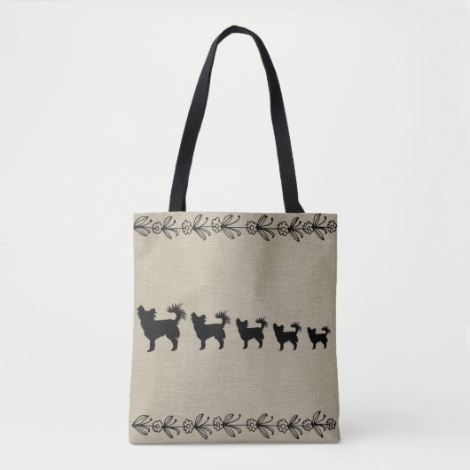 Black Chihuahua Silhouette Vintage Tasche (Vorderseite)