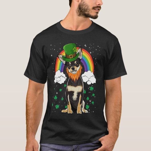 Black Chihuahua St Patricks Day Leprechaun T-Shirt (Vorderseite)