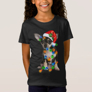 Black Chihuahua Weihnachtslicht Funny Dog Xmas Tre T-Shirt