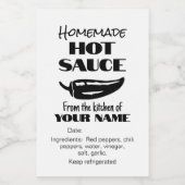 Black Chili Pepper Homemade Hot Sauce Your Name Weinetikett (Einzelnes Label)