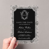 Black Chinoiserie Crest Wedding Save the Date Acryleinladungen (Insitu (Handheld))