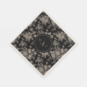 Black Chinoiserie Monogram Wedding Cocktail Serviette (Ecke)