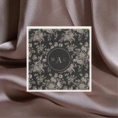 Black Chinoiserie Monogram Wedding Cocktail Serviette