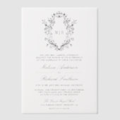 Black Chinoiserie Wappen Monogram Wedding Pergament Einladungen (Vorderseite)