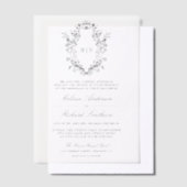 Black Chinoiserie Wappen Monogram Wedding Pergament Einladungen (Versetzt)