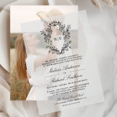 Black Chinoiserie Wappen Monogram Wedding Pergament Einladungen