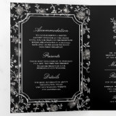 Black Chinoiserie Wappen QR Code Hochzeit Dreifach Gefaltete Einladung (Innen Erste Seite)