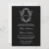 Black Chinoiserie Wappen QR Code Hochzeit Einladung (Vorderseite)