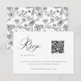 Black Chinoiserie Wedding QR Code RSVP Card Einladung